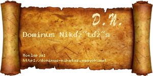 Dominus Nikétás névjegykártya